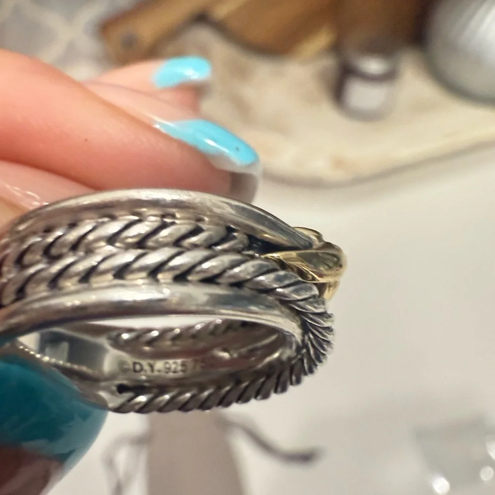 David Yurman Silver and Gold Ring X Crossover Size 5 - Picture 6 of 12